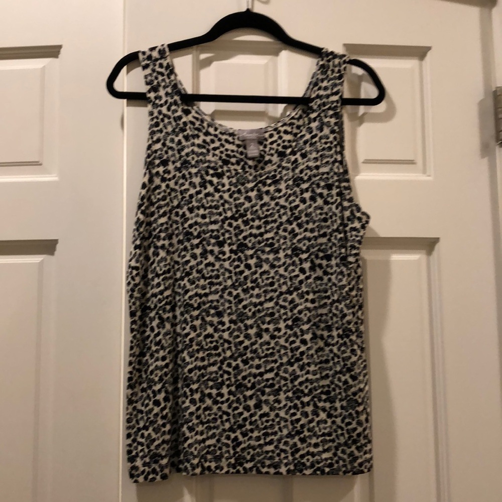 black, cream, silver leopard print tank by Chico